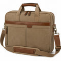 Aktentasche 40 x 30 x 8 cm aus Textil in Beige Braun für Arbeit mit Schultergurt
