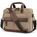 Laptoptasche 42 x 12 x 32 cm Beige Braun aus Textilgewebe mit Schultergurt