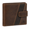 Geldbörse 12 x 9 x 2 cm aus Leder Braun mit Druckknopf im Vintage-Stil