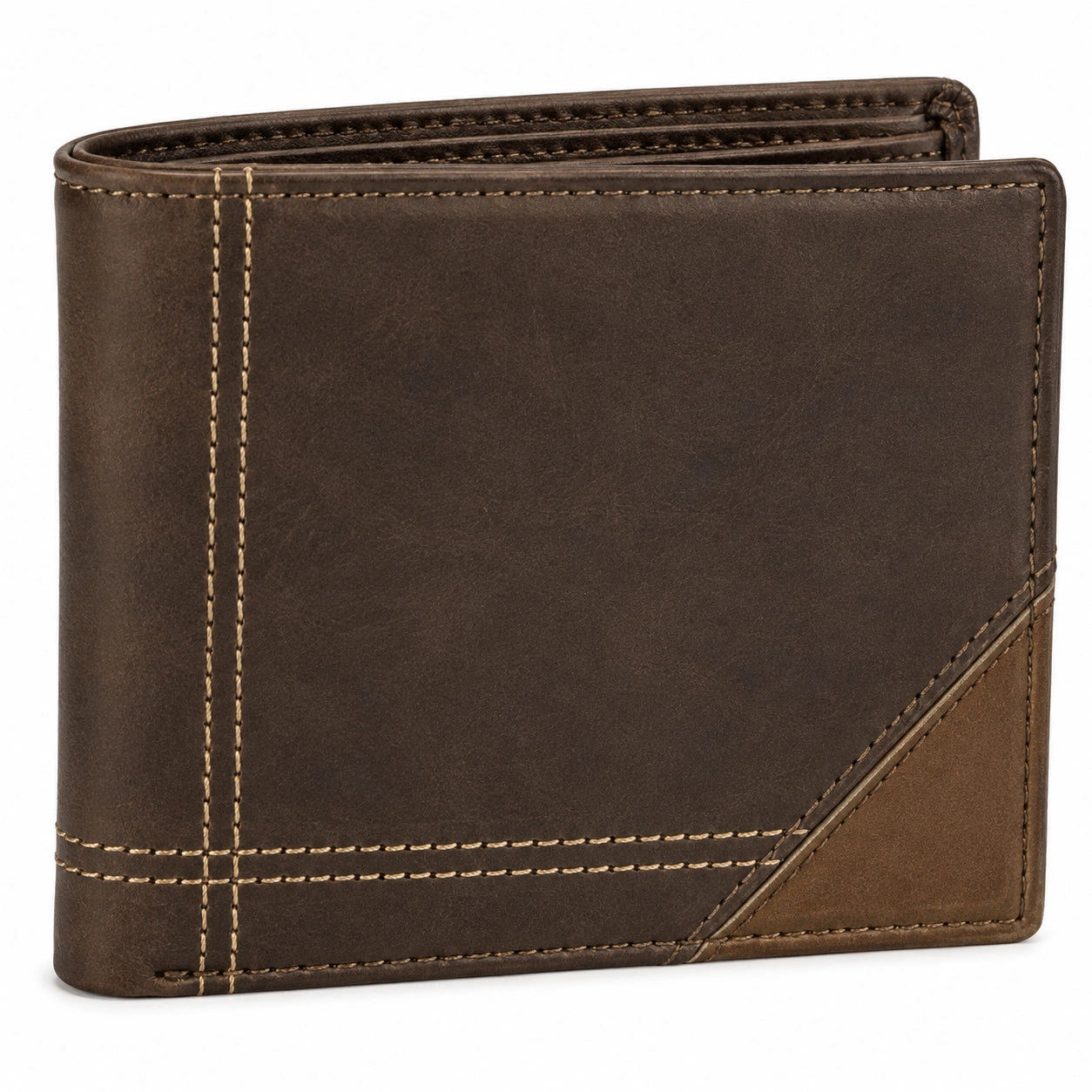 Geldbörse 12 x 9 x 2 cm aus Leder Braun - kompakte Faltbrieftasche mit Kartenfach