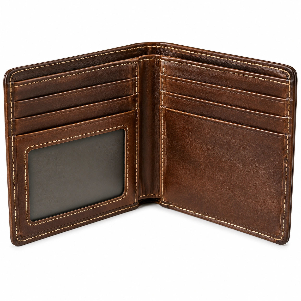 Geldbörse 12 x 9.5 x 2 cm aus Leder Braun mit Kartenfächern