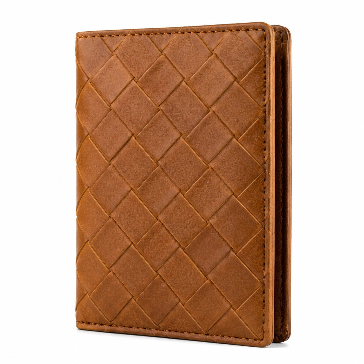Geldbörse 11 x 9 x 2 cm Kunstleder Braun geflochtenes Design