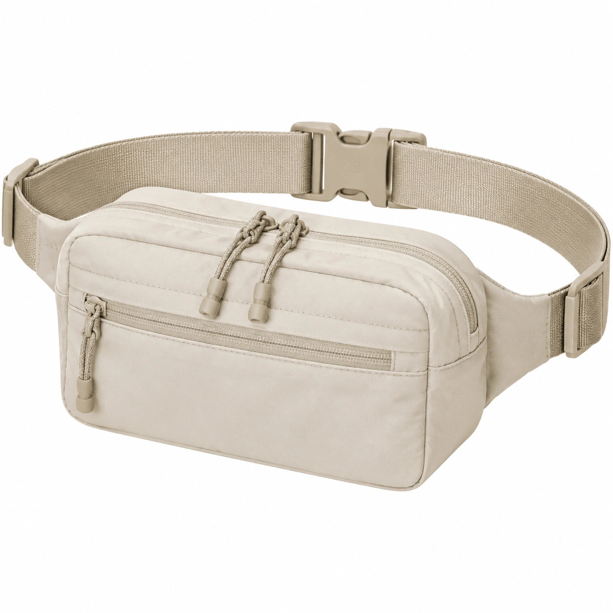 Hüfttasche 23 x 7 x 14 cm aus Textilgewebe in Beige mit verstellbarem Gurt und Reißverschluss
