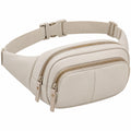 Gürteltasche 32 cm Kunstleder Beige mit zwei Reißverschlussfächern