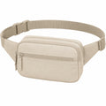Gürteltasche 25 x 14 x 6 cm aus Textilgewebe Beige mit verstellbarem Hüftgurt