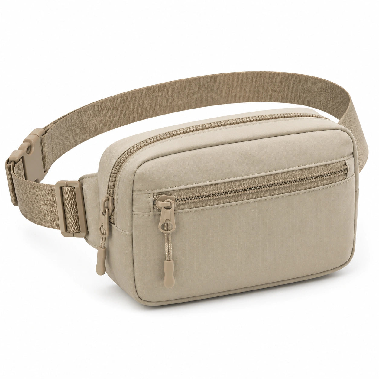 Hüfttasche 22 x 7 x 14 cm aus Textil in Beige mit verstellbarem Gurt und Reißverschluss