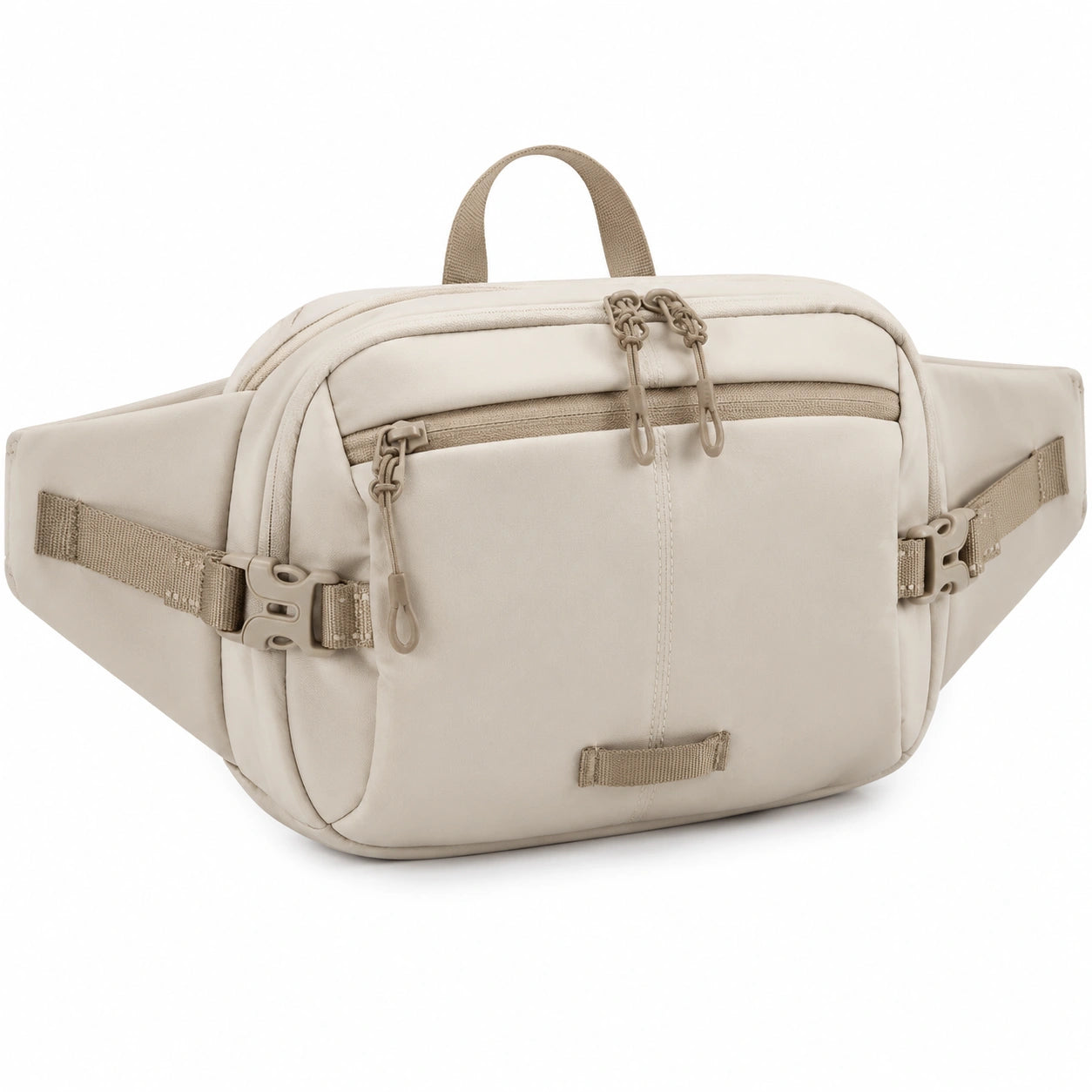 Bauchtasche 35 x 10 x 18 cm aus Textil in Beige mit verstellbarem Hüftgurt