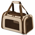 Haustier-Transporttasche 45 x 28 x 28 cm Textil Beige/Braun mit Netzfenstern und Reißverschluss