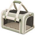 Haustiertragetasche 45 x 28 x 28 cm Textil Salbeigrün für kleine Haustiere mit Netzfenstern
