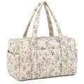 Stepp-Reisetasche 45 x 25 x 30 cm aus Textil in Creme Blau mit Blumenmuster