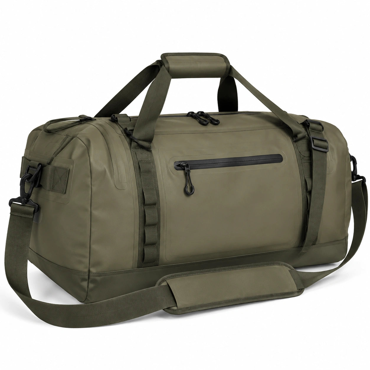 Reisetasche 55 x 30 x 30 cm aus beschichtetem Synthetikgewebe olivgrün mit Schultergurt