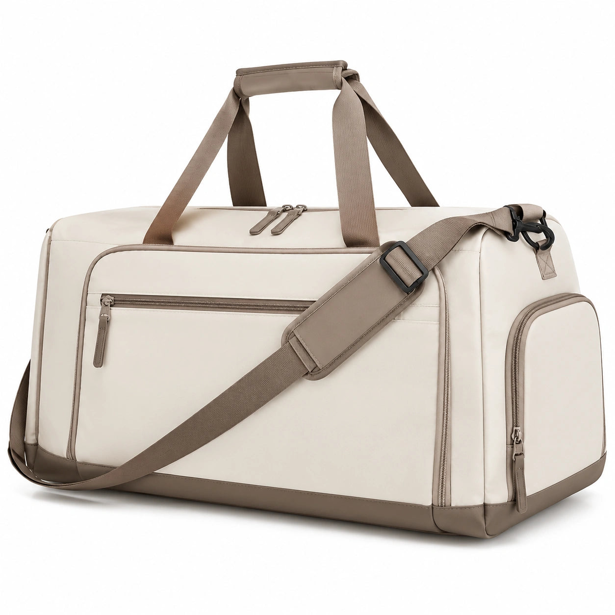 Reisetasche 55 x 28 x 30 cm Kunstleder Beige Braun mit Schultergurt