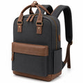Rucksack 30 x 14 x 40 cm Textil Schwarz Braun mit Kunstlederbesatz für Alltag und Arbeit