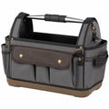 Werkzeugtasche 42 x 23 x 30 cm aus Textil grau-braun mit Metallgriff und Fächern